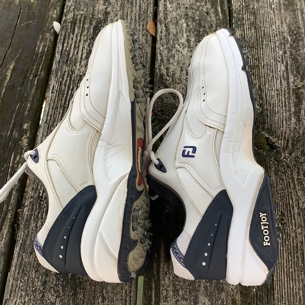 Foot joy white & blue lace up golf shoes sz 9 1/2 - Picture 5 of 10